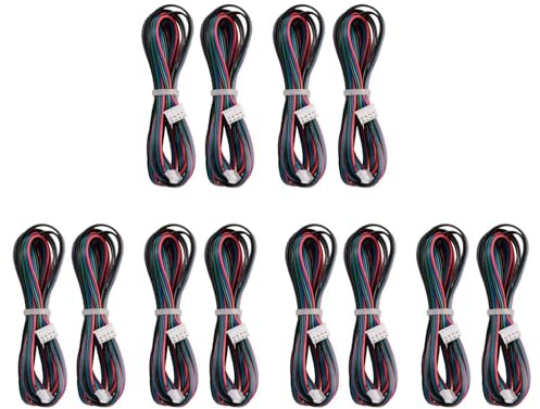 12Pcs 2M Motor Connector Cables XH2.54 4Pin to XH2.0 6Pin White Terminal Paralled Motor Wires for 3D Printer Stepper