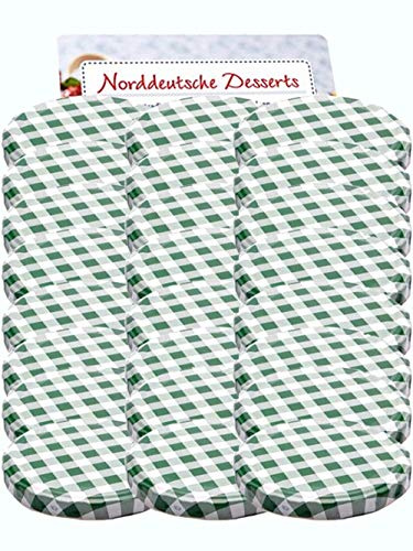hocz 50er Set Ersatzdeckel Twist-Off-Deckel für Sturzgläser to 82 Grün Karriert Sturzglas passend für 230, 350, 435, 540, 565 ml Einmachgläser Einkochgläser