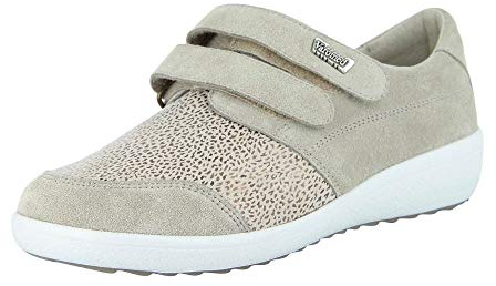 VAROMED Lausanne 77272 Chaussures élastiques pour femme avec fermeture Velcro - Gris - Ardoise, 37.5 EU