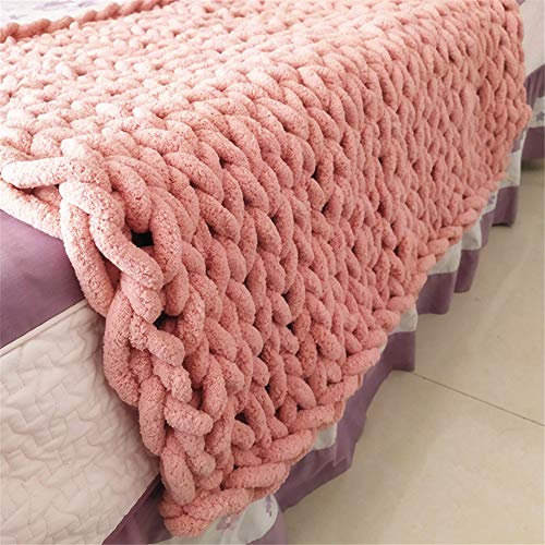 Martin Kench Gestrickte Decke, Grob Gestrickte Kuscheldecke Wolldecke Strickdecke Tagesdecke Überwurf Decke Tagesdecke für Sofa Zuhause Deko Geschenk (Rosa,80 x 100 cm)