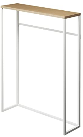 Yamazaki 5164 TOWER Konsolentisch, weiß, Stahl/Holz, Minimalistisches Design, 60 x 18,5 x 80,5 cm (LxBxH)