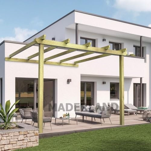 Pergola en bois adossée - modèle LLORET - 420 x 420 cm