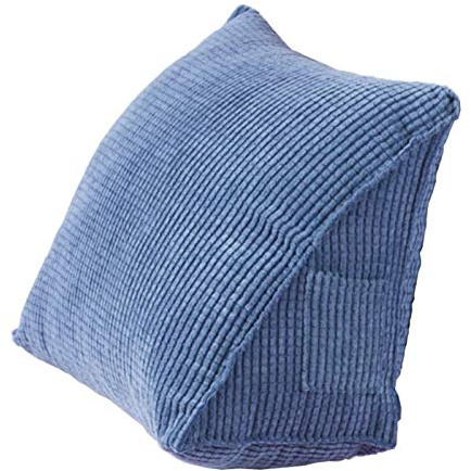 Coussin de lecture triangulaire en velours côtelé pour la lecture et le travail - Bleu