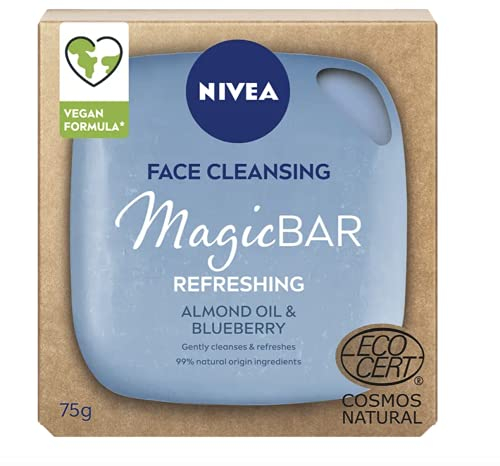 NIVEA MagicBAR Refreshing Almond Oil Face Cleansing Bar (75g), Vegan Face Cleanser, Plastic-Free Facial Cleansing Bar, Facial Cleanser With Recyclable Packaging, Gentle Face Wash