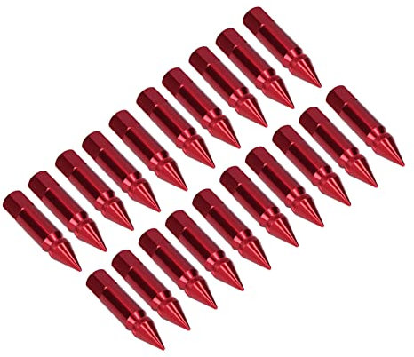 Akozon Spike Lug Nuts, 20 Stück Universal M12x1.5 Racing Wheels Felgen Radmuttern 90-mm-Spitzmuttern aus Aluminiumlegierung mit Steckschlüsselzubehör(rot)