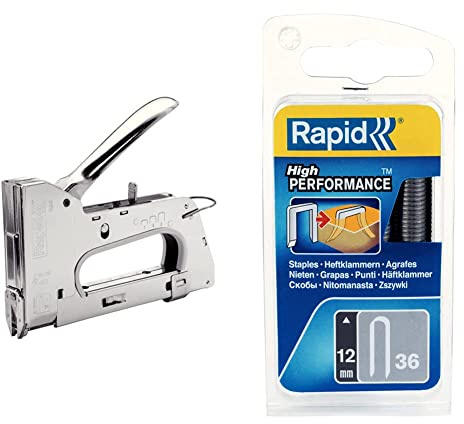 RAPID 20511811 Clavadora grapas para cable modelo R36 + Grapas para cable, 12mm, Set de 864 Piezas