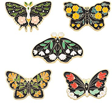 Broche de solapa con diseño de mariposa floral, bonito diseño de insectos, broche de solapa de animal, pines de solapa esmaltados, accesorios de joyería, regalo para niños y amigos
