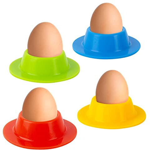 AYNKH 4 unids silicona soporte para huevos, 8,6 cm coloridos tazas de huevo soporte bandeja pila y tienda para el desayuno cocina camping al aire libre niños