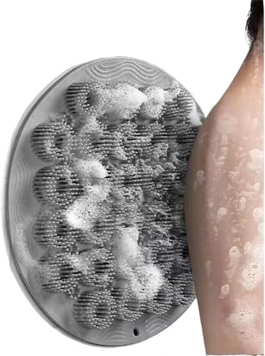 Nettoyeur de dos Et Pieds Tapis de brosse de massage avec Antidérapant Ventouses exfoliant Brosse en silicone Pieds Et dos Douche (Gris)