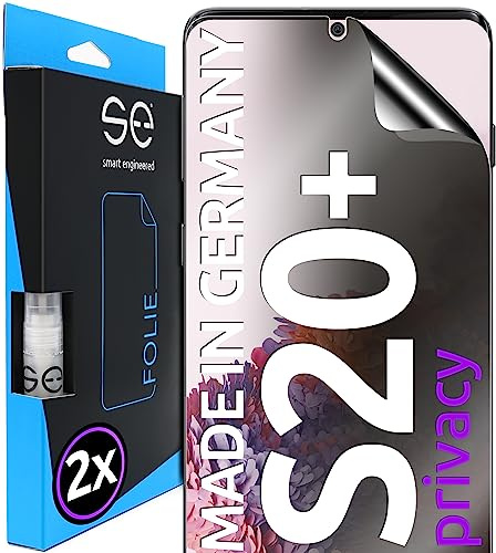 2x se® 3D SCHUTZFOLIE Privacy für Samsung Galaxy S20 Plus,Blickschutz, 100% Fingerabdruck & FaceID kompatibel, einfache blasenfreie Installation, Ultra-Klar, Stoß-Kratzfest, aus Deutschland