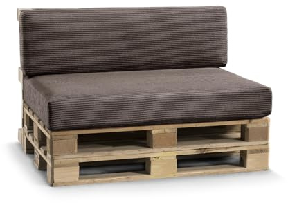 Gutekissen® Palettenkissen, Gartensofakissen, Sitzkissen, Rückenlehne gefüllt mit Poulirette-Schaum, viele Farben und Größen PFL (Set (Sitzkissen 120x80 +Rückenlehne 120x40), Dunkelbraun)