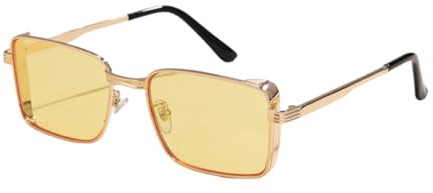 WDZAYXC Klassische Rechteckige Sonnenbrille Retro Metallrahmen Gläser Vintage Rechteck Sonnenbrille für Damen und Herren
