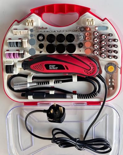 MAIL MORE Rotary Drill Tool Kit, Mini Grinder, Hobby Drill, Rotary Combi Multi Drill Variable Speed with Flexi Shaft, Accessories for DIY Craft, Engraving, Cutting, Sanding, Polishing, Carry case 210