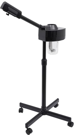 Begoniape Vaporisateur facial 2 en 1 avec tige rétractable et buse à 360° pour sauna facial - Lampe loupe pour salon de spa - Noir