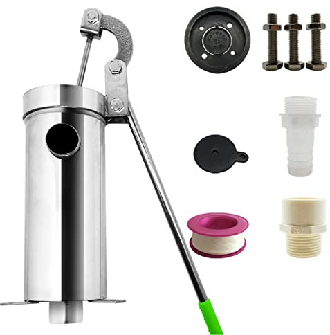 Stainless Steel Manual Hand Pump for Water Garden - Energy Saving Underground Pump for Home, Straight Style - Handheld Hand Pump