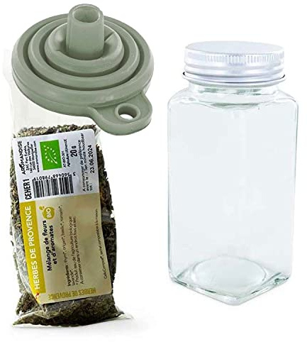Flacon à épices poudreur + entonnoir + herbes de provence 20 g