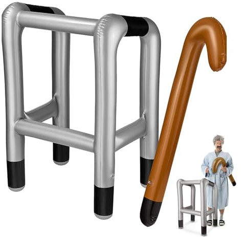 Tokaneit Aufblasbarer Rollator und Gehstock Set für Mottoparty Männer | Leicht aufbläsbar, praktisch transportierbar,Dekoratives Zubehör für Halloween und Faschingsveranstaltungen