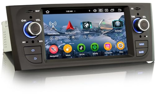 erisin 8-Core 4GB+64GB Android 14 Autoradio per Fiat Grande Punto, Fiat Linea Carplay Android Auto Bluetooth 5.0 GPS DSP WiFi SWC Radio Navigatore Auto IPS Schermo Tattile