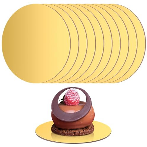 10 Pcs 30 cm/12 Inch Cake Board 12 inch Round Gold Cake Boards, Round Cake Circle Base Boards, Cardboard Cake Board Rounds, Cake Card, Pale Gold Boards for Cake Display and Transfer (golden)