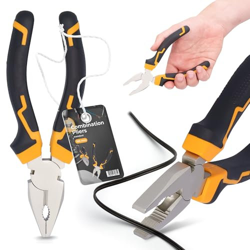 Pinza Universale 160 mm Alicates Combinata Acero Cr-V Mango Ergonomico Bimateriale Antiscivolo Elettricista Ingegneri Industriali Multifunzione