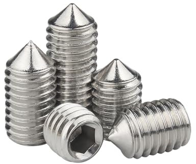 Muarted 10 Stück M3 M4 M5 M6 M8 304 Edelstahl Kegelspitze Madenschrauben Innensechskant Stellschraube DIN 914(M4x12)