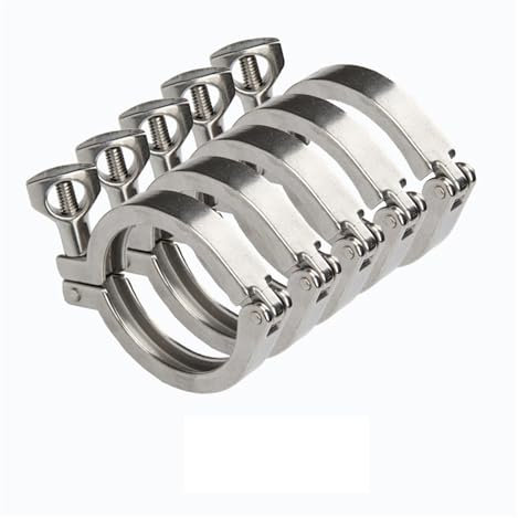ZHGUIMING 0.5 0.75 1 1.5 2 2.5 3 4 5 Tri Clamp SUS 304 Stainless Steel Sanitary Pipe Fitting(5pc,Clamp 40mm)
