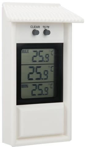 Termometro Digitale Termometro Impermeabile Giardino Esterno Indicatore di Temperatura Bianco con Gancio Accessori Professionali per l'uso
