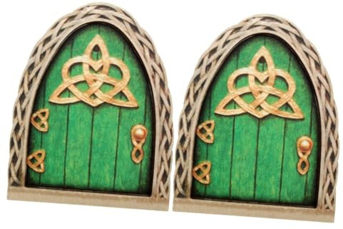 POPETPOP 2St Feentor Baum Häuser künstlicher Farn gefälschte Reben für kindergeschenke Gartenaccessoire gartentor unikal Miniatur-Szenendekor Feentür schmücken hölzern