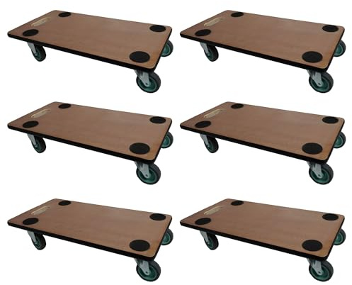 PROREGAL Mega Deal 6X Profi Plateau Roulant Hercules Charge Lourde 30x60cm Capacité de Charge 200kg 4 roulettes en Caoutchouc & poignée Contreplaqué pour Meuble, Plante & demenagement