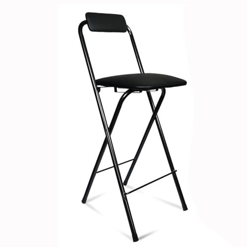 Generico Sgabello Pieghevole con Schienale, Sedie da Bar Alto e Pieghevole, Sgabello da Bar Alti Pieghevole Imbottito per Cucina, Ufficio, Negozi(65cm/26in)