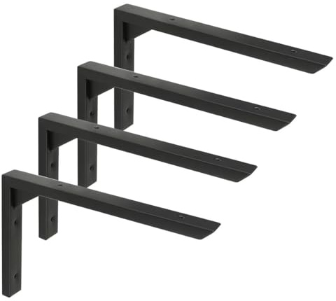 Mooche Regalhalterung , 4 Stück 304 Edelstahl Regalwinkel Schwarz, 25cm | 304 Edelstahl Wandhalterung Winkel mit Geboht für Wandhalterung