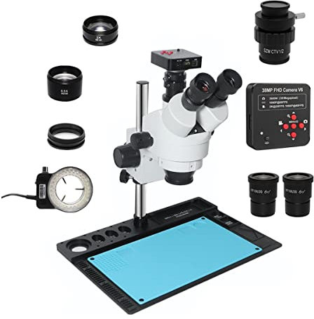 Mikroskop Trinokulares Stereomikroskop mit H_DMI 38MP VGA USB Kamera C-Mount CTV 0.5X Objektiv for die Lötreparatur von elektronischen Labortelefonen(38MP add CTV 0.5X)