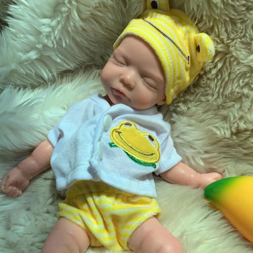 Gileutay 26cm Realistic Full Body Silicone Reborn Doll Girl Weighted Lifelike Baby Dolls That Look Real Sleeping Premature Babies