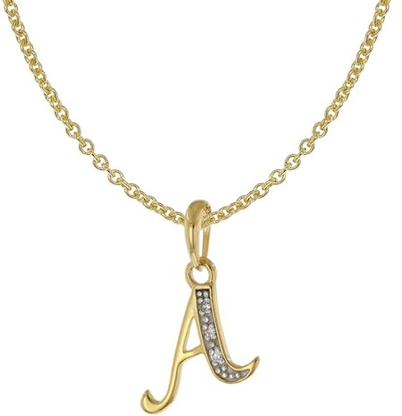 trendor Buchstaben-Anhänger A Gold 333/8K mit vergoldeter Silberkette | modisches Schmuckstück aus Echtgold für Damen, tolle Geschenkidee,