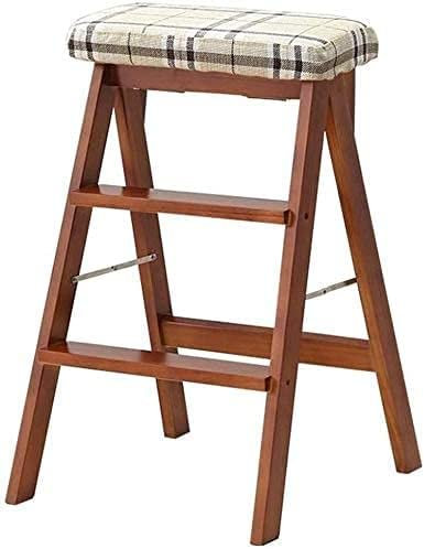 XXLNBJKA Escabeau Pliant en Bois Massif, 3 marches, échelle de Rangement Multicouche, Double Usage, Couleur Bois