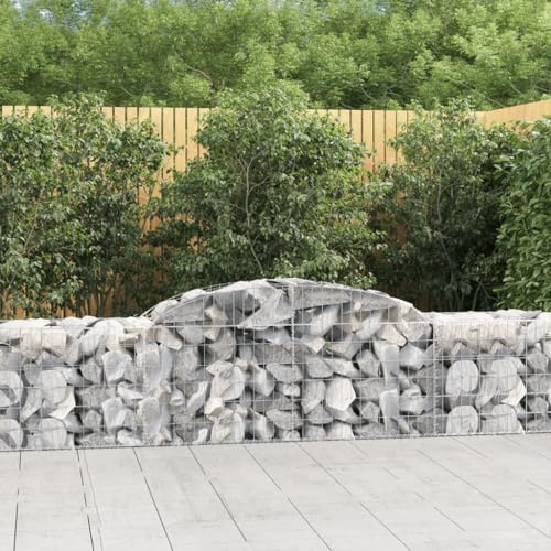 HaoChrymec Gabbioni ad Arco Alto, in Ferro Zincato, Struttura Stabile con Archi Alti, Gabbioni Metallici, Recinzioni da Giardino, per Giardino e Cortile, Colore Argento, 300x50x60/80 cm