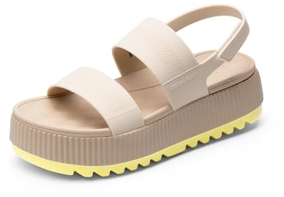DREAM PAIRS Sandali da Donna con Zeppa e Plateau – Leggeri, Impermeabili e Regolabili Punta Aperta Sandali Estivi da Spiaggia,Size 40.5,Sabbia,SDWS26002W
