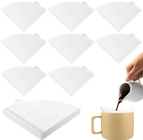 YIPFEN Set de 100 filtros de café en Forma de V, Papel de Filtro de café sin blanquear, Filtro cónico V01, Ideal para cafeteras de Filtro (Nº 1, Blanco, 1–2 Tazas)