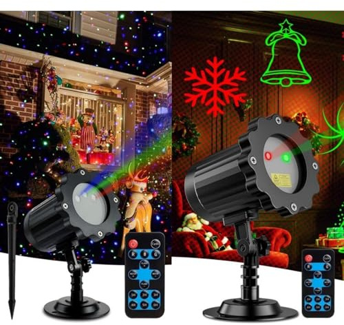 2026 Projecteur Laser Exterieur Noel À 3 Couleurs avec Télécommande,Étanche IP65 Jeu de Lumiere avec Câble de 16,5 Pieds Decoration Lumiere Laser Pour Noël, Soirée,Fête (A)