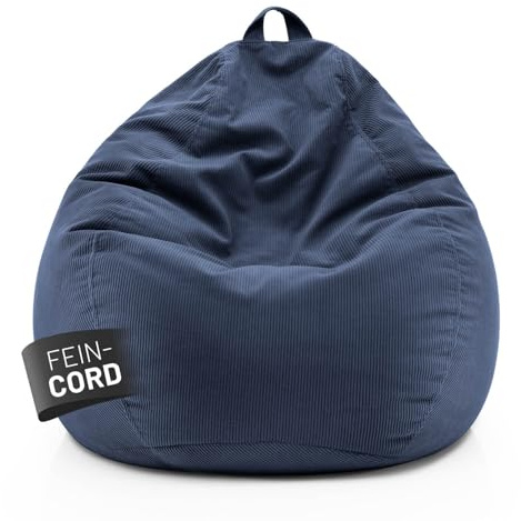 Lumaland Comfort Line sittsäck finsnöre XXL – 315 L | bekväm soffa fåtölj rep – perfekt för puff | EPS-pärlor saccosäck med fyllning | inomhus sittstol – tvättbar | liggsäck för vuxna och tonåringar