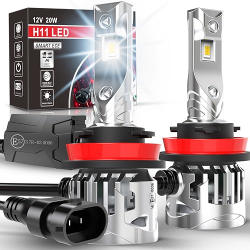 KOHYIER H11 LED Scheinwerferlampe mit Straßenzulassung, 6500K Weiß H11 LED Lampe, UNECE-R37 Zugelassene LED Retrofitlampe, 2 Stück