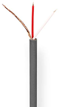 NEDIS - Cavo microfono - 2 x 0,125 mm² - 100 m - rotondo - rotolo - rame - PVC - grigio scuro