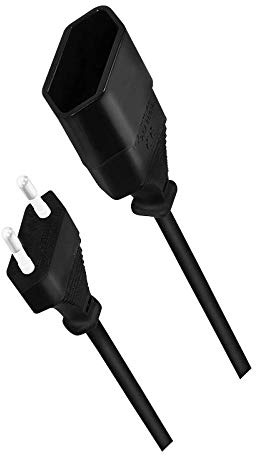 odedo 1m Euro Stromkabel Verlängerung Verlängerungskabel Kabelverlängerung Typ-C-Stecker Eurostecker auf Typ-C Euro Buchse schwarz