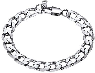 Bandmax Panzer Kette Herren Armband 21CM Edelstahl Kette Jungs kubanische Armband Damen Gliederarmband Panzerkette Armkette Modeschmuck Accessoire