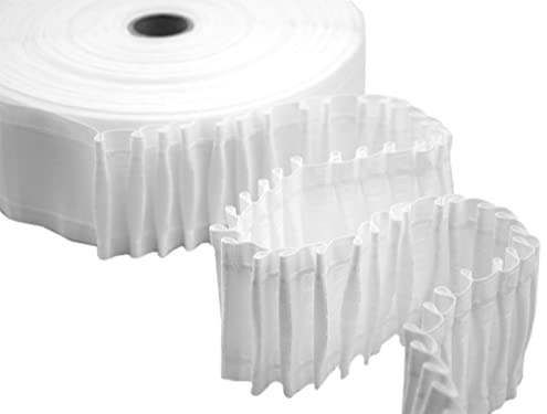 Furlanis - Fettuccia Arricciatende Multitasche Continua, Due Corde, Nastro Arricciatura Automatica, Tessuto Italiano - 70 mm x 50 m