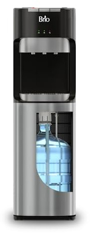 Brio Bottom Loading Water Cooler Dispenser for 5 Gallon Bottles - 3 Temperatures with Hot, Room & Cold Spouts, Child Safety Lock, LED Display with Empty Bottle Alert, Stainless Steel