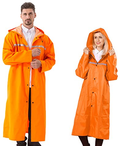 Pahajim Poncho Pluie Imperméable, Unisexe Long Réutilisable Veste, Cape de Pluie Reflechissant Résistant Aux Emergency Poncho Respirant avec Capuche en Plein Air Camping Randonnée Cyclisme Moto