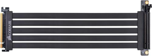 Corsair Premium PCIe 3.0 x16-Verlängerungskabel, 300 mm (EMI-abgeschirmt, vollflexibel, 90-Grad-weiblicher PCIe-Anschluss), schwarz