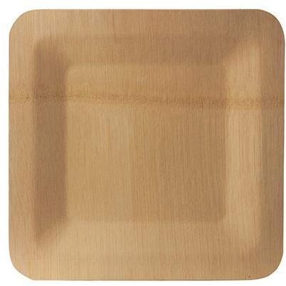 PAPSTAR 88037 Lot de 10 assiettes rectangulaires en bambou Naturel 1,5 x 23 x 23 cm