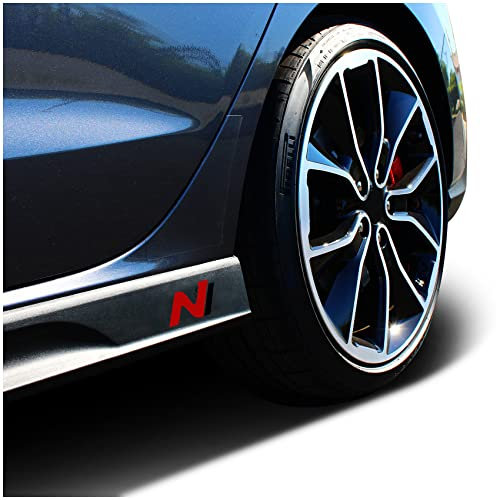 Juego de 2 láminas protectoras para el logotipo del faldón lateral del coche, autoadhesivas, ajuste perfecto, K055 (carbono/rojo/negro)